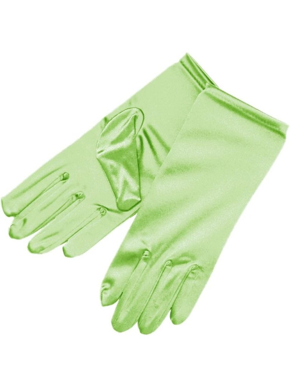 Women's Lim Green Shiny Stretch Satin Dress Wrist Length 2BL Cold Weather Gloves